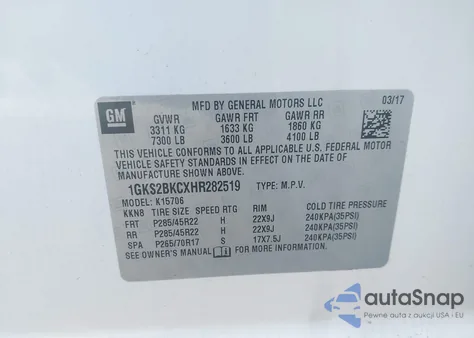 2017 GMC Yukon Slt из США, поврежденный, VIN 1GKS2BKCXHR282519